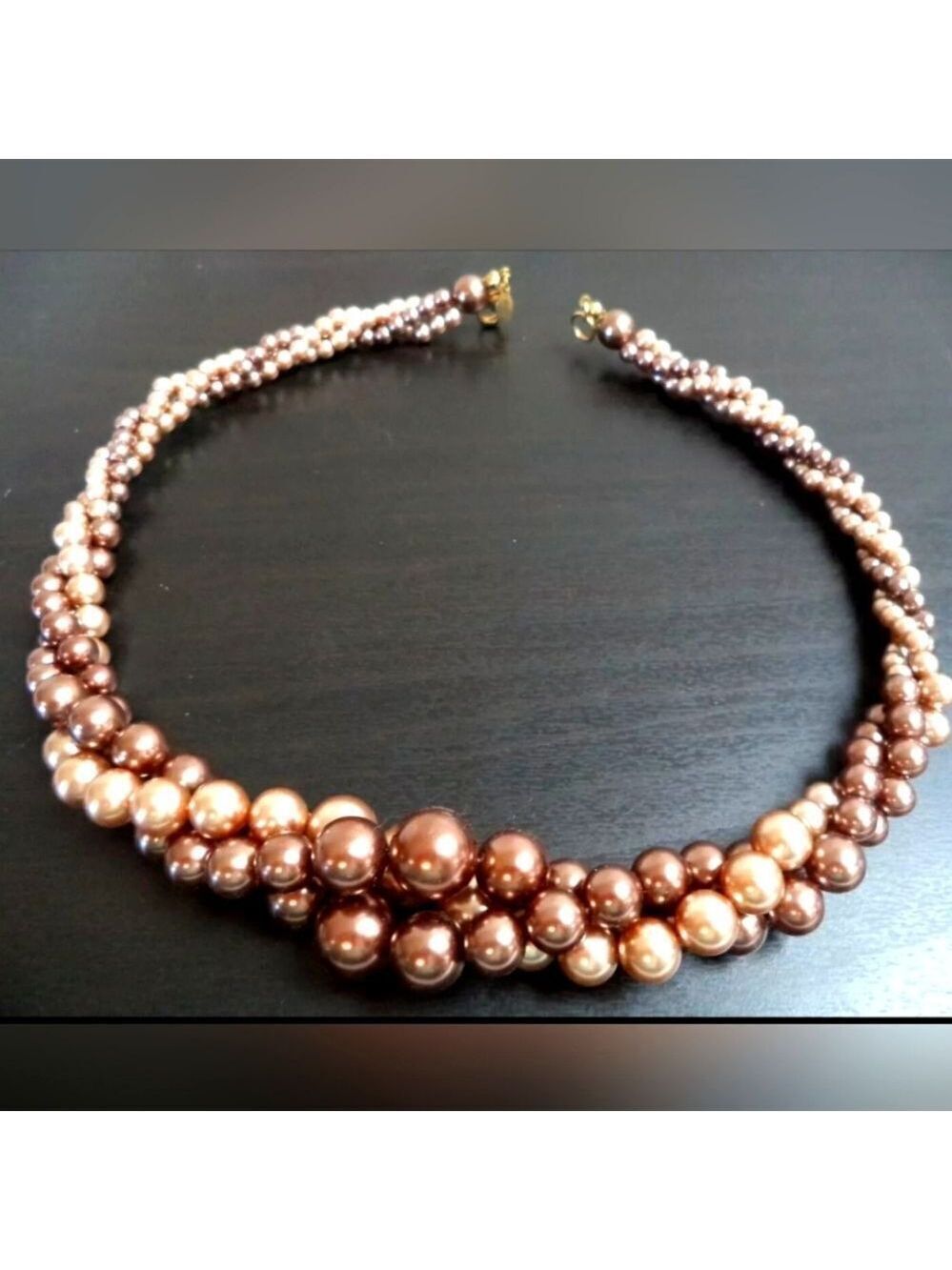 VINTAGE SIGNED RMN BRAIDED TRIPLE STRAND 17 1/4" NECKLACE